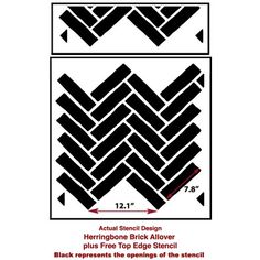 the instructions for how to make a herringbone brick wall pattern with black and white lines