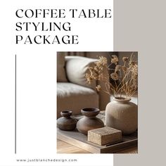 coffee table styling package with vases and flowers