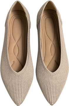 PRICES MAY VARY. Comfortable Flats: These ballet flats are made of high-quality knit fabric, breathable and comfortable. The low-heeled design and memory foam latex insole relieve foot pressure, easy to put on and take off, keeping your feet comfortable all day long. Unique Flats: HAPUSS flats feature a straight-line texture on the shoe upper, with smooth and natural lines. The pointed design at the toe adds a unique and stylish touch. Fashionable Flats: Pointed toe flats that are cute and styli Leopard Shoes Flats, Dressy Flats Shoes, Brown Flat Shoes, Pointed Flats Shoes, Dressy Flats, Beige Flats, Navy Flats, Womens Black Flats, Formal Wear Women