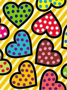 an image of colorful hearts with polka dots