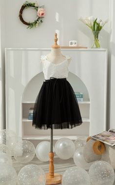 Shop Lace Black and White Short A-line Tulle Flowergirl Dress Online. Dorris Wedding offers tons of high quality collections at affordable prices. Free shipping Now! Sleeveless Tulle Lace Dress For Dress-up Occasions, Sleeveless Tulle Lace Dress For Dress-up, Sleeveless Tulle Lace Dress For Formal Occasions, Elegant Sleeveless Tulle Dress For Dress-up, Black Lace Bodice Tulle Dress, Black Tulle Dress With Lace Bodice, Sleeveless Black Tulle Princess Dress, Black Tulle Skirt Dress For Summer, Black Tulle Skirt Summer Dress