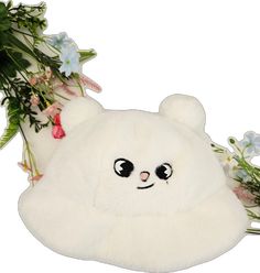 Cute Soft Hats For Gifts, Cute Soft Hats Perfect As Gifts, Cute Soft White Hat, Cute Soft Adjustable Hats, Cute Cream Hat For Gift, Hyunjin Jiniret, Hat With Ears, Embroidered Bucket Hat, Ear Hats