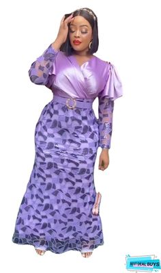 Wholesale Ladies Plus Size Private Dress Dress Online Fitted V-neck Belted Dress For Party, Fitted Maxi Length Belted Dress For Party, Summer Party Long Sleeve Belted Dress, Spring Party Maxi Belted Dress, Purple V-neck Dress Down Dress, Casual Purple V-neck Dress, African Print Fashion Dresses, African Print Fashion, African Print