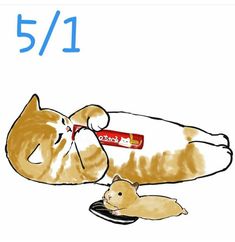 a drawing of two cats laying next to each other