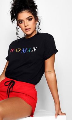 Quote Girl, Women Slogan, Rainbow Graphic, Graphic Trends, Boyfriend Fit Jeans, Slogan T Shirt, Simple Quotes, Slogan Tee, Latest T Shirt