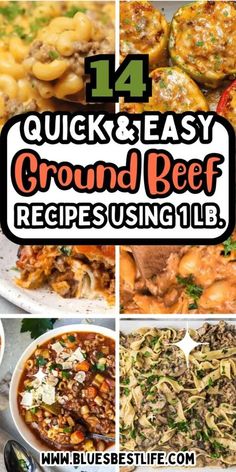 These 14 easy recipes are made using 1 pound of ground beef or hamburger.  Make ground beef casseroles and pasta with ground beef and more delicious ground meat recipes.  These are easily made on the stovetop or crockpot for an easy and frugal family dinner. Ground Beef Casseroles, Recipes With 1lb Ground Beef, Hamburger Meat Recipes Easy, Pasta With Ground Beef, Beef Freezer Meals, Beef Casseroles, Recipes Using Ground Beef, Ground Meat Recipes, Frugal Family