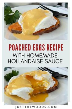 two plates with eggs and hollandaise sauce on them