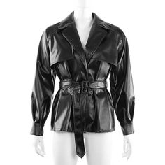 Short Style Classic S To L Pu Jacket, Faux Leather Coat, Black Windbreaker, Pu Leather Jacket, Belted Jacket, Biker Leather, Fall Coat, Oversized Jacket, Leather Sleeve