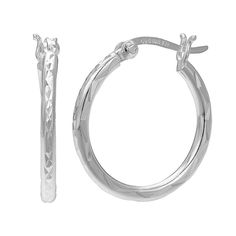 Decorated with diamond-cut details, these sterling silver hoop earrings offer eye-catching style.Click here for more PRIMROSE jewelry.EARRING DETAILS Length: .79 in. Backings: click-it Metal: sterling silver Size: One Size. Color: Grey. Gender: female. Age Group: adult. Silver Sterling Diamond Cut Hoop Earrings, Silver Diamond Cut Hoop Earrings, Small Hoop Engraved Earrings, Small Silver Hoop Earrings With Diamond Cut, Engraved Small Hoop Jewelry, Silver Round Diamond Cut Hoop Earrings, Diamond Cut Sterling Silver Hoop Earrings For Gift, Gift Diamond Cut Sterling Silver Hoop Earrings, Sterling Silver Diamond Cut Hoop Earrings For Gift