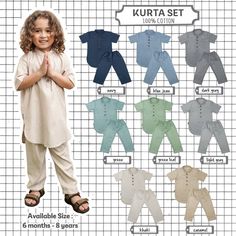 Children's Kurta Suits / Baby's kurta suits / Children's Riyad kurta suits are daily wear for children made of 100% cotton which are comfortable for children aged 6 months to 8 years. Mom, please check the size chart first before choosing the size. Size chart can be seen in product photos. The child's age is only an estimate, but cannot be used as a size reference. To be more accurate, you should measure the clothes you are currently wearing and then match them with our size chart. Size tolerance is +/- 1 to 2 cm from the size chart. Estimation shipping : shipping to worldwide: 10 - 14 days Casual Festive Loungewear Set, Festive Cotton Loungewear Sets, Cotton Matching Pant Set For Eid, Boy 12 Month Pajamas, Baby Boy Outfits, Boy's Clothing, Daily Wear, Fabric Patterns, Pajama Set