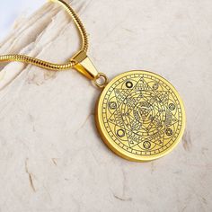 This Hermetic Principles necklace Is the Perfect Gift Whether for Yourself or a Loved One.  Explore all our Symbolic Jewelry here: https://www.etsy.com/in-en/shop/SymbolicPresent?ref=seller-platform-mcnav§ion_id=22069637 ➜ Our jewelry is made of high-quality surgical steel with a shatterproof liquid glass coating and an 18k gold finish option. ➜ Engrave onto the back of the Hermetic pendant your loved one's name, your wedding date, an anniversary, or anything else you want to remember and keep y Symbolic Round Necklace For Blessing, Spiritual Stainless Steel Pendant Charm Necklace, Spiritual Metal Charm Necklaces, Spiritual Round Metal Charm Necklaces, Nickel-free Gold Spiritual Necklaces, Spiritual Metal Charm Necklace With Round Shape, Metal Amulet Locket Necklace, Metal Locket Necklaces, Metal Locket Necklace In Amulet Style