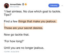 the text on the tweet reads, i feel ammess no clue which goal to tackle tips? find a few things that make you jealous those are your secretes