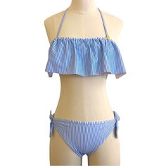 Cute H&M Blue Striped 2 Piece Swimsuit Bikini Top Has A Buckle Closure On The Back Adjustable Neck Strap Size: Youth 12-14 Year Olds (Xxs) These Are Unused And Brand New, But The Bikini Bottom Has A Tag, While The Bikini Top Does Not Have A Tag. Blue Summer Tankini For Playwear, Playful Blue Fitted Tankini, Playful Light Blue Swimwear For Summer, Blue Sleeveless Playwear Tankini, Playful Light Blue Swimwear For Pool, Blue Stretch Tankini For Playwear, Playful Light Blue Fitted Swimwear, Playful Fitted Light Blue Swimwear, Blue Swimwear For Beach Season Playwear