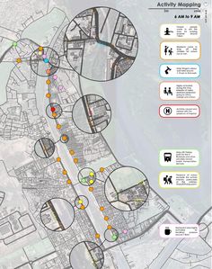 a map with several different locations and directions for people to go on the street in each direction