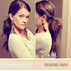 pretty hairdo Five Minute Hairstyles, Hair In A Ponytail, Stylish Ponytail, Twist Ponytail, A Ponytail