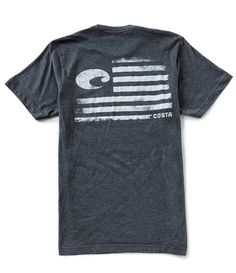 From Costa&#x2C; this tee features:Crew neckline short sleevesCosta logo on front left chestAmerican flag with Costa logo incporporated in graphic on backsquare hemring-spun USA cottonpolyester/cottonmachine washImported. Cotton Crew Neck T-shirt With Flag Print, Short Sleeve Cotton Tops Made In Usa, Casual Short Sleeve Shirt Made In Usa, Short Sleeve Tops, Relaxed Fit, Made In Usa, Casual Tri-blend Tops Made In Usa, Relaxed Fit Short Sleeve T-shirt With Flag Print, Relaxed Fit T-shirt With Flag Print, Cotton Flag Print Crew Neck T-shirt, Graphic Tee With Flag Print And Short Sleeves