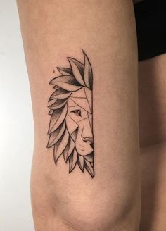 A Well-Researched Guide On The Meanings Behind Lion Tattoos Leo Geometric Tattoo Design, Masculine Simple Tattoos, Simple Tattoos For Men With Meaning, Simple Lion Tattoo Men, Small Shading Tattoo Design, Leo Tattoo Ideas Men, Geometric Leo Tattoo, Tattoo Designs Men Simple, Lion Tattoos For Guys