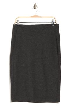 This solid pencil skirt is a work staple. 25" length (size S) Solid Pencil shape Pull-on 67% rayon, 28% nylon, 5% spandex Machine wash cold Tumble dry low Imported Model stats: 5'10", 32" bust, 25" waist, 36" hip. Model is wearing size S. Business Casual Knee-length Pencil Skirt, Casual Lined Pencil Skirt For Business Casual, Classic Cotton Fitted Pencil Skirt, Classic Fitted Cotton Pencil Skirt, Fitted Gray Pencil Skirt For Office, Gray Pencil Skirt For Workwear, Gray Pencil Skirt For Work, Casual Relaxed Pencil Skirt For Workwear, Casual Stretch Pencil Skirt For Workwear