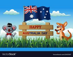 happy australia day with kangaroo and koala