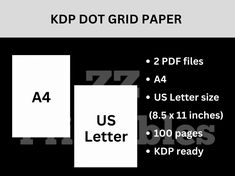 the kd dot grid paper is shown in black and white, with text below it