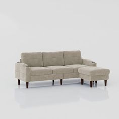 a beige couch and ottoman on a white background with an empty space for the text