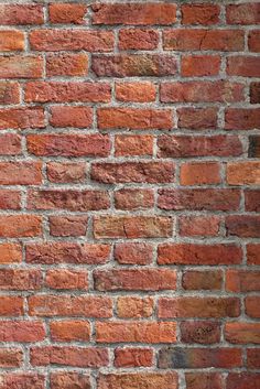 a red brick wall is shown with no mortar