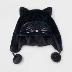 Dress your little one with the cute Girls' 3D Cat Ears Snood Hat from Cat & Jack™ in Black. Featuring adorable 3D cat ears, this hat is designed with a cozy double-layered construction for extra warmth. Made from a blend of polyester and recycled polyester, it offers a soft feel, while the knit fabric keeps it from feeling bulky. This snood hat provides full coverage with an 11-inch crown, making it a playful and functional accessory for colder days. Cat & Jack™: Designed for all children so you Winter Costume Hats And Headpieces With Cat Ears, Cheap Cat Ear Hat With Cat Design, Trendy Adjustable Hat With Cat Design, Novelty Cat Ears Costume Hats For Winter, One Size Cat Ear Hats With Cat Design, Cute Cat Ears Hat With Cat Design, Trendy Cat Ears Hat With Cat Design, Trendy Cat Ear Hat With Cat Design, Cute Cat Design Hats With Cat Ears