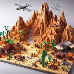 an image of a desert scene made out of legos