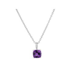 This gorgeous sterling silver amethyst and diamond accent pendant necklace is the perfect way to finish any outfit. Click on this JEWELRY & WATCHES GUIDE to learn about fit, styles, materials and more! This gorgeous sterling silver amethyst and diamond accent pendant necklace is the perfect way to finish any outfit. Click on this JEWELRY & WATCHES GUIDE to learn about fit, styles, materials and more! FEATURES Pendant dimensions: 15 mm x 8 mm x 6.5 mm Chain length: 18 in. Chain type: link Clasp: Formal Amethyst Birthstone Necklace, Classic Amethyst Pendant Necklace, White Gold Amethyst Birthstone Necklace, Elegant Purple Pendant Birthstone Necklace, White Gold Amethyst Necklace Hallmarked, Purple Amethyst Necklace With Diamond Accents, Classic Amethyst Necklace For Gift, Classic Purple Necklace For Anniversary, Sterling Silver Fine Jewelry Purple Necklace