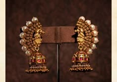 Earing Gold Design Simple Tops, Jumki Design Gold, Ear Rings Gold Indian, Pearl Ear Rings, Gold Jhumka, Gold Jhumka Earrings