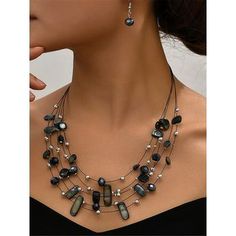 Category:Jewelry Sets; Season:Spring,Winter,Fall,Summer; Gender:Women's; Quantity:3pcs; Style:Boho,Modern,Fashion,Bohemian,Outdoor,Contemporary,Daily; Jewelry Type:necklace; Occasion:Park,Weekend,Outdoor,Daily,Holiday,Street,Dailywear; Material:Alloy,Shell; Color:Green,Blue,Red,White; Age Group:Adults; Pattern:Geometry; Front page:FF; Listing Date:08/11/2023; Production mode:External procurement; Length: Elegant Beach Jewelry Made Of Alloy, Bohemian Beaded Choker With Clavicle Chain, Trendy Alloy Beach Jewelry, Bohemian Clavicle Chain Necklaces For Party, Bohemian Multi-strand Clavicle Chain Necklace, Bohemian Multi-strand Clavicle Necklace, Bohemian Clavicle Chain Necklace For Summer, Bohemian Long Layered Necklace With Clavicle Chain, Bohemian Layered Long Necklace With Clavicle Chain