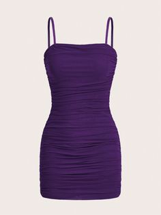 Solid Color Pleated Mesh Bodycon Strappy Dress For Summer Purple Casual,Sexy  Sleeveless Knitted Fabric Plain Cami High Stretch  Women Clothing, size features are:Bust: ,Length: ,Sleeve Length: Cute Cheap Purple Dresses, Hot Dresses Tight Classy Homecoming, Simple Cute Purple Dresses, Small Light Purple Dress, Short Purple Bodycon Dress, Short Purple Tight Dress, Tight Dress Mid Size, Purple Small Dresses, Purple Dress Party Short