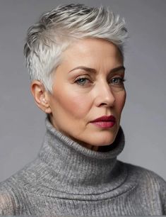 33 Stylish Hair Cuts Ideas For Women Over 65 Cool Grey Hair Women, Funky Grey Hairstyles Over 50, Cropped Blonde Hair, Short Grey Hairstyle Women, Pixie Over 60 Older Women, Short Funky Hairstyles For Women, Short Gray Hair With Lowlights Over 50, Back Of Short Hair, Undercut Pixie Haircut For Older Women