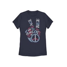 Spread a message of peace and love everywhere you go in this juniors' red, white, and blue peace symbol graphic tee. Spread a message of peace and love everywhere you go in this juniors' red, white, and blue peace symbol graphic tee. Crewneck Short sleevesFABRIC & CARE Cotton Machine wash Imported Size: Large. Color: Navy. Gender: female. Age Group: kids. Free Love, Love Peace, Love Is Free, Peace Sign, Red White And Blue, Peace Symbol, Peace And Love, Gender Female, Graphic Tee