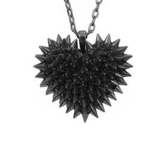 A Bunny Paige Classic. This mini iconic statement piece starts with a 1.5" wide, handcrafted resin heart that has been dyed with deep black mica pigment. Each heart features over 100 individually hand-applied, silver-plated mini spikes for a look that is anything but subtle. DETAILS SIZE CHART Heart Charm: 1.5" wide Chain: 16" chain + 2" extender All jewelry comes beautifully gift wrapped Punk Heart Necklace As A Gift, Punk Style Heart Pendant Jewelry With Heart Charm, Punk Style Heart Necklace For Gift, Punk Style Heart Necklace For Valentine's Day, Punk Heart Necklace For Valentine's Day, Edgy Heart Pendant Necklace For Gift, Edgy Heart Pendant Necklace As Gift, Edgy Heart Charm Jewelry For Valentine's Day, Punk Heart Pendant Jewelry For Valentine's Day