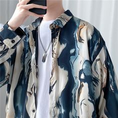 Product Show： Blue Casual Collar Top For Spring, Blue Long Sleeve Shirt For Summer, Blue Casual Collar Shirt For Spring, Casual Blue Printed Shirt, Winter Sweaters Oversized, Men Summer Casual, Mens Winter Sweaters, Male Sweaters, Blue Shirts