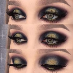 Black And Gold Smokey Eye, Mac Satin Taupe, Eyeliner Gel, Pigment Eyeshadow, Black Makeup, Dark Makeup, Smokey Eyes, The Northern Lights