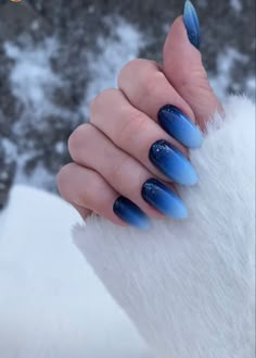 Blue Ombre Nails, Cute Spring Nails, Casual Nails, Blue Nail Designs, Her Nails, Blue Nail, Acrylic Nails Coffin Short, Nails French, Black Nail