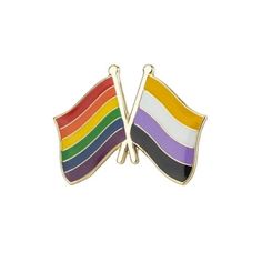 Nonbinary & Rainbow Pride Flags Enamel Pin Pin PRIDE MODE Rainbow Pride Flag, Pins For Backpacks, Community Show, Rainbow Flag Pride, Awareness Campaign