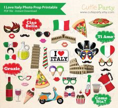 the italian party photo booth props are ready to be used for parties and other events