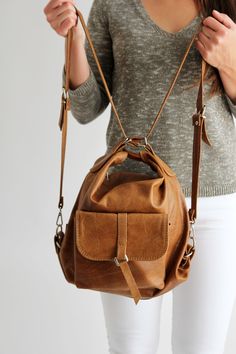 Brown Leather backpack, Woman backpack, Small backpack, Ladies backpack, Brown Leather Rucksack Leather bag, shoulder bag women package, travel backpack, women bag backpack - bag 2in1 More bags available in my shop: https://www.etsy.com/shop/BarbaraLeatherDesign The Backpack/Handbag with backpack attachments is the perfect size to carry your daily essentials in style! The backpack is made from top quality leather. Thanks to solid nikel hardware silver and leather construction this bag is ready t Leather Christmas Gifts, Woman Backpack, Ladies Backpack, Large Leather Bag, Brown Backpacks, Backpack Handbag, Large Leather Tote Bag