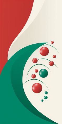 an abstract red, white and green background with circles