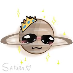 an image of saturn with a crown on it's head and stars in the background