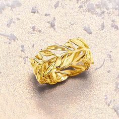 Ross-Simons - Italian 14kt Yellow Gold Openwork Leaf Ring Size 6. Inspired by nature and shining in textured and polished 14kt yellow gold, this openwork leaf ring is destined to become a new favorite. Made in Italy. 3/8" wide. 14kt yellow gold openwork leaf ring. Gold Leaf Ring, Gold Leaf Rings, Vine Ring, Olive Leaf, Leaf Ring, Size 10 Rings, Inspired By Nature, Gold Ring, Nature Inspiration