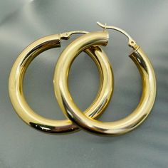 Marked 14K 4.4g Classic Small Hoop Earrings Aaa Quality, Aaa Quality Small Hoop Classic Earrings, Aaa Quality Yellow Gold Hoop Earrings, Tube Hoop Earrings, Miami Fl, Favorite Things Gift, Labour Day, Etsy Earrings, Miami