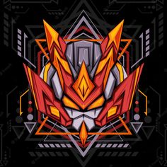 Premium Vector | Sacred geometry red ninja robot Ninja Robot, Red Ninja, Al Azhar, Symmetry Art, Anime Nerd, Hexagon Pattern, Futuristic Design, Icon Set Vector