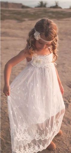 ♕ Lace Flower Girl Dress Rustic, Beach Flower Girls, Beach Flower Girl Dresses, Baby Lace Dress, Rustic Flower Girls