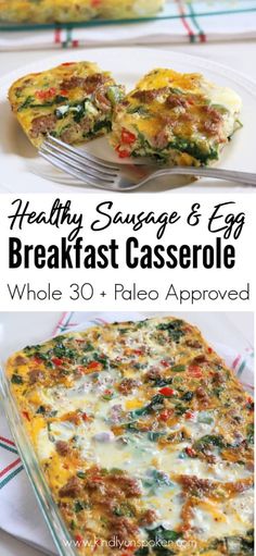 healthy sausage and egg breakfast casserole with whole 30 + palen approved