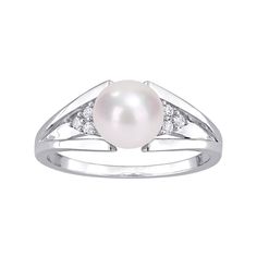 Accented with shimmering diamonds, this Stella Grace freshwater cultured pearl ring offers sophisticated style. Accented with shimmering diamonds, this Stella Grace freshwater cultured pearl ring offers sophisticated style.Click on this JEWELRY & WATCHES GUIDE to learn about fit, styles, materials and more! Width: 7.7 mm Metal: sterling silver Plating: rhodium Finish: polished Packaging: boxedDIAMOND DETAILS Total weight: less than 1/10 ct. Shape: round Setting: prongCULTURED PEARL DETAILS Type: Classic White Pearl Ring With Diamond Accents, Silver Pearl Rings With Diamond Accents, Silver Rings With Diamond Accents And Pearl, Anniversary Akoya Pearl Ring With Diamond Accents, Pearl White Diamond Pearl Ring With Diamond Accents, Pearl White Pearl Ring With Diamond Accents, Pearl White Diamond Pearl Ring With Accents, Akoya Pearl Ring With Diamond Accents For Anniversary, White Pearl Ring With Diamond Accents And Akoya Pearl