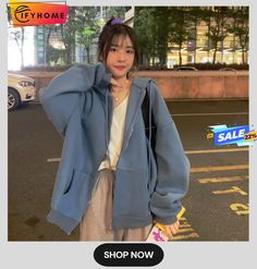 Women Korean Style Hoodies Zip-up Harajuku Oversized Solid Pocket Hooded Sweatshirts Autumn Long Sleeve Loose Baseball Jacket Baseball Jacket, Zip Up, Zip Hoodie, Hoodie Fashion, Hooded Sweatshirts, Harajuku, Korean Fashion, Zip Ups, Baseball